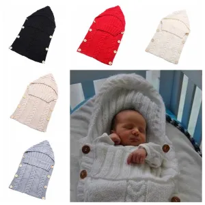 0-12M Baby Wrap Swaddle Envelope For Newborn Kids Toddler Wool Knit Blanket Infant Sleeping Bag Sleep Sack Stroller Wrap