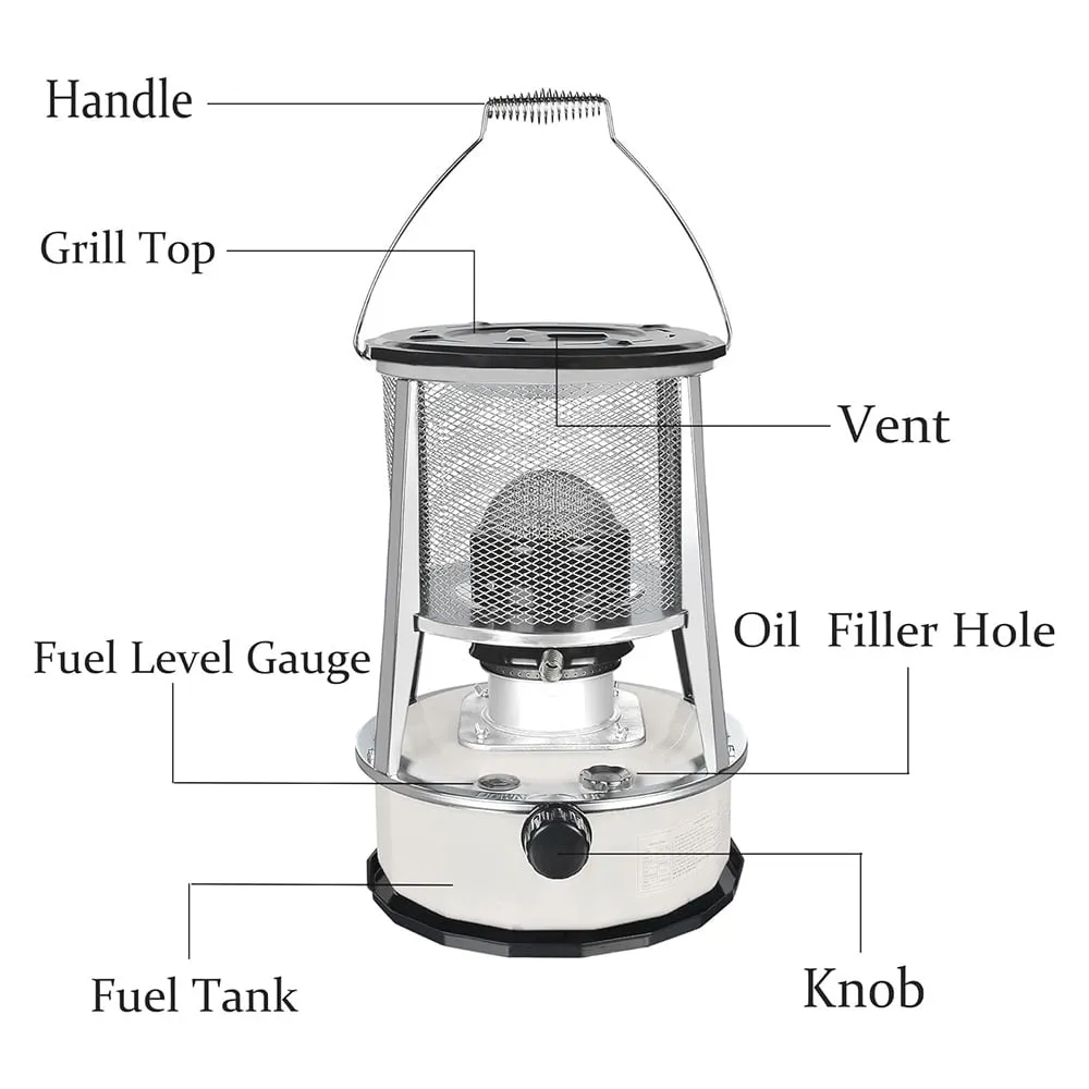 2 in 1 Kerosene Heater & Stove, Kerosene Heater for Indoor Use, 9000 BTU,White