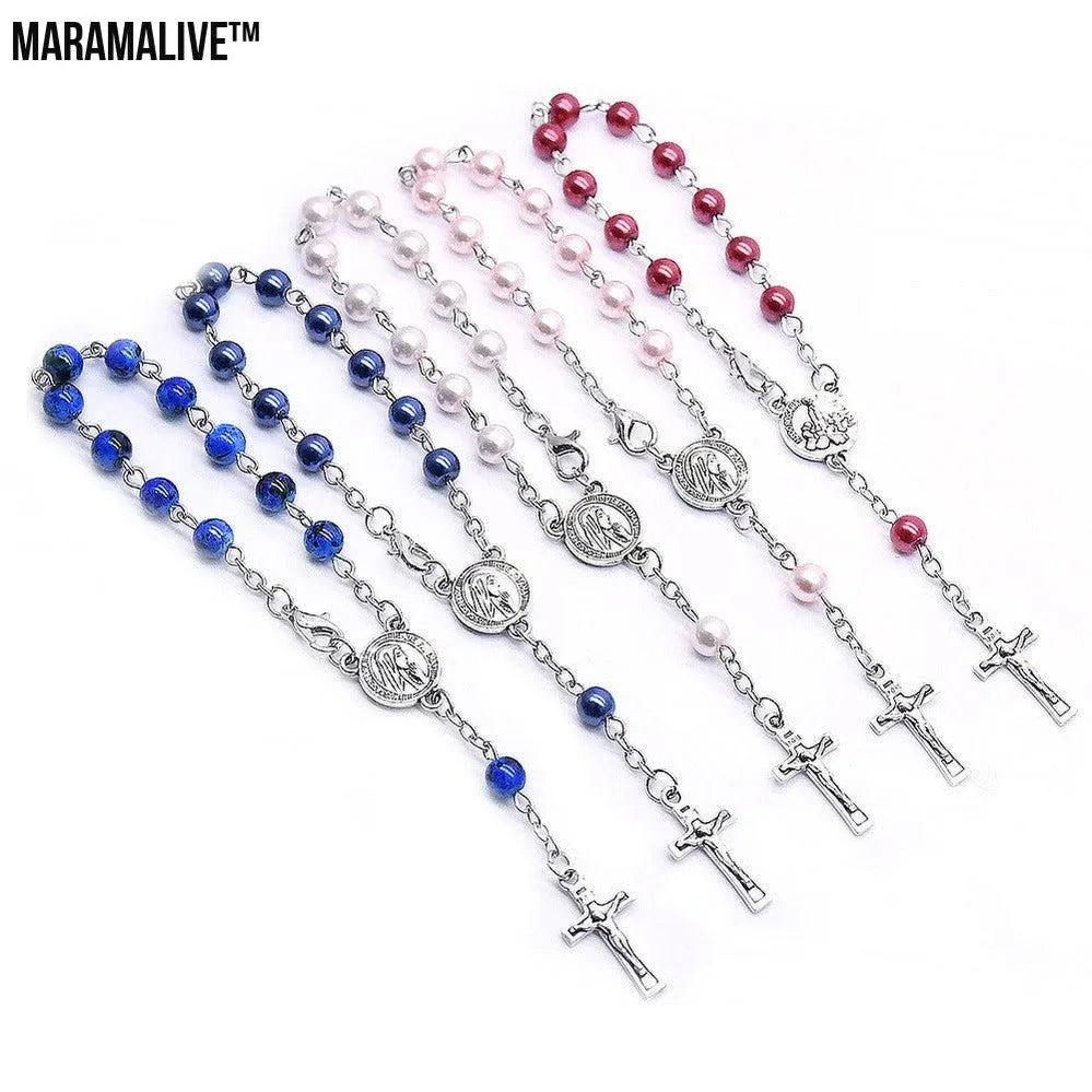 Alloy Cross Bracelet Rosary Prayer Beads