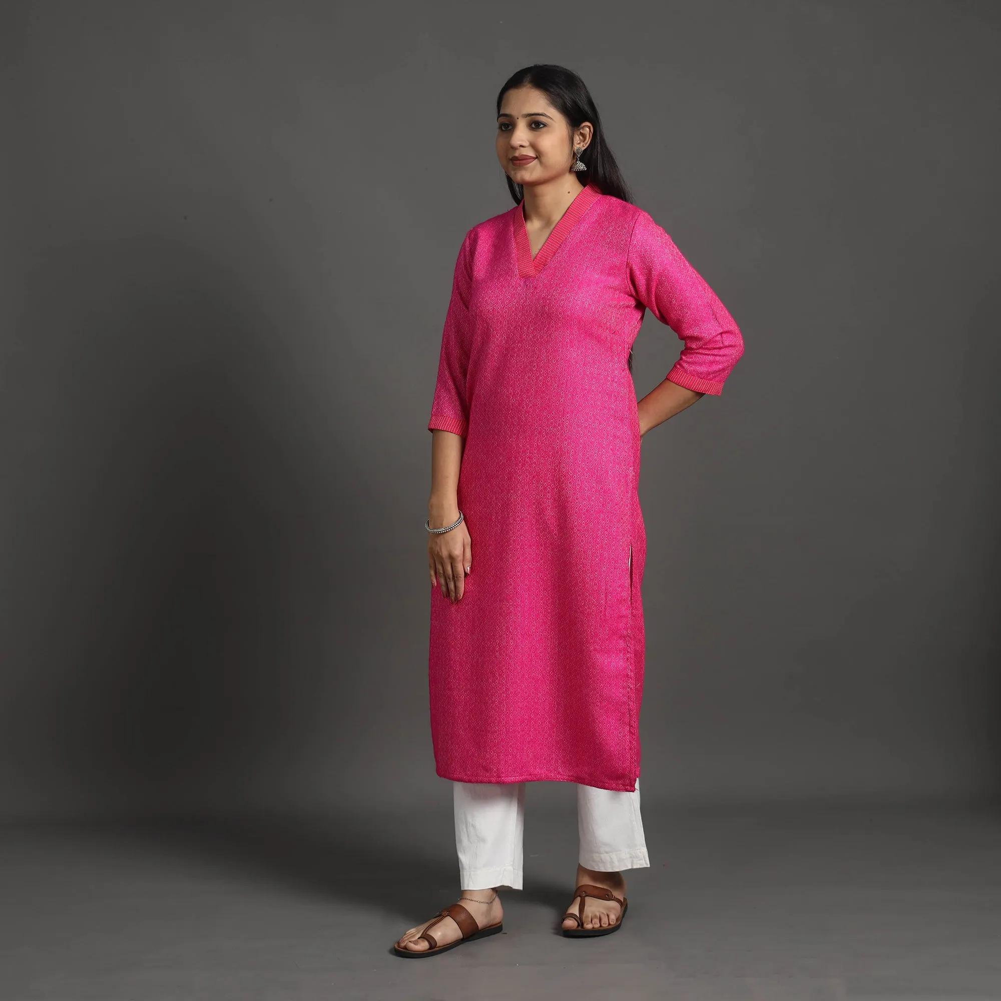 Amaira Dark Pink Merino Woolen Kurta