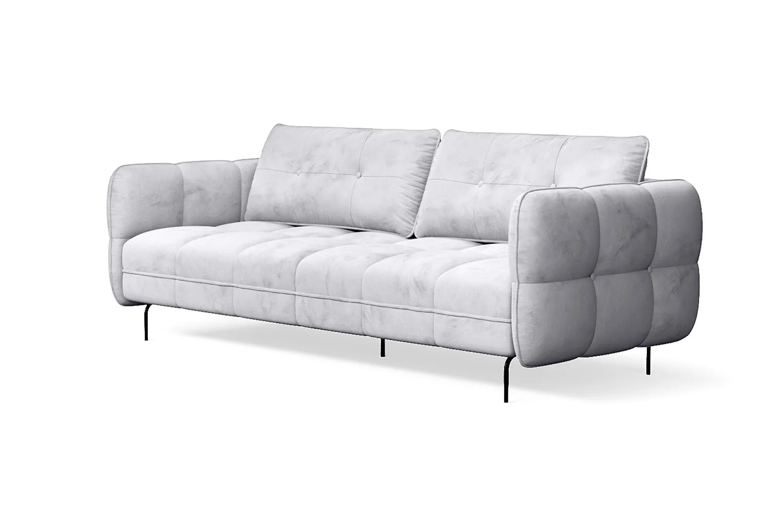 Anzio 3 Seater Sofa Silver Velvet