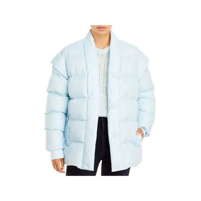 AQUA Women's Quilted Puffer Jacket w/ Waist Tie, Light Blue, Size XS, NWT!