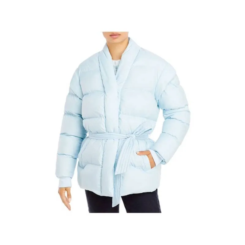 AQUA Women's Quilted Puffer Jacket w/ Waist Tie, Light Blue, Size XS, NWT!