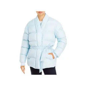 AQUA Women's Quilted Puffer Jacket w/ Waist Tie, Light Blue, Size XS, NWT!