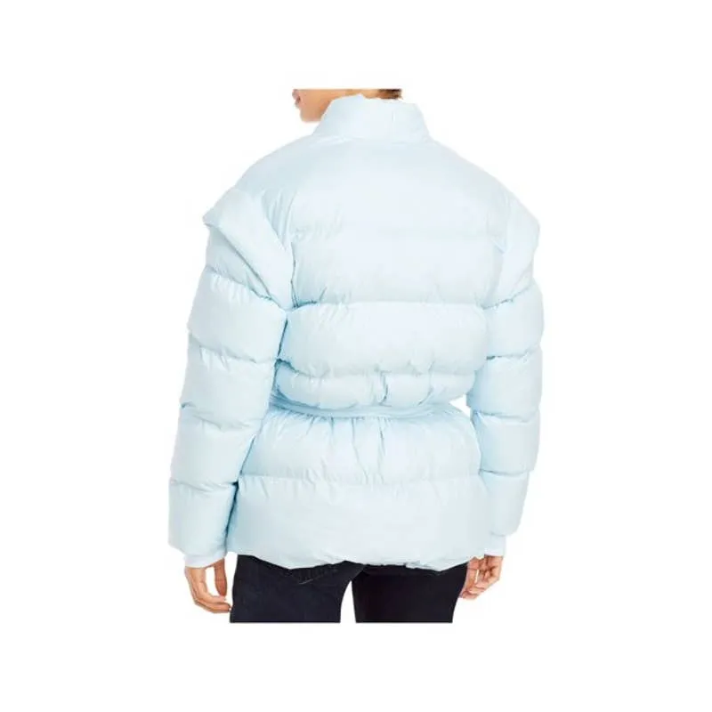 AQUA Women's Quilted Puffer Jacket w/ Waist Tie, Light Blue, Size XS, NWT!