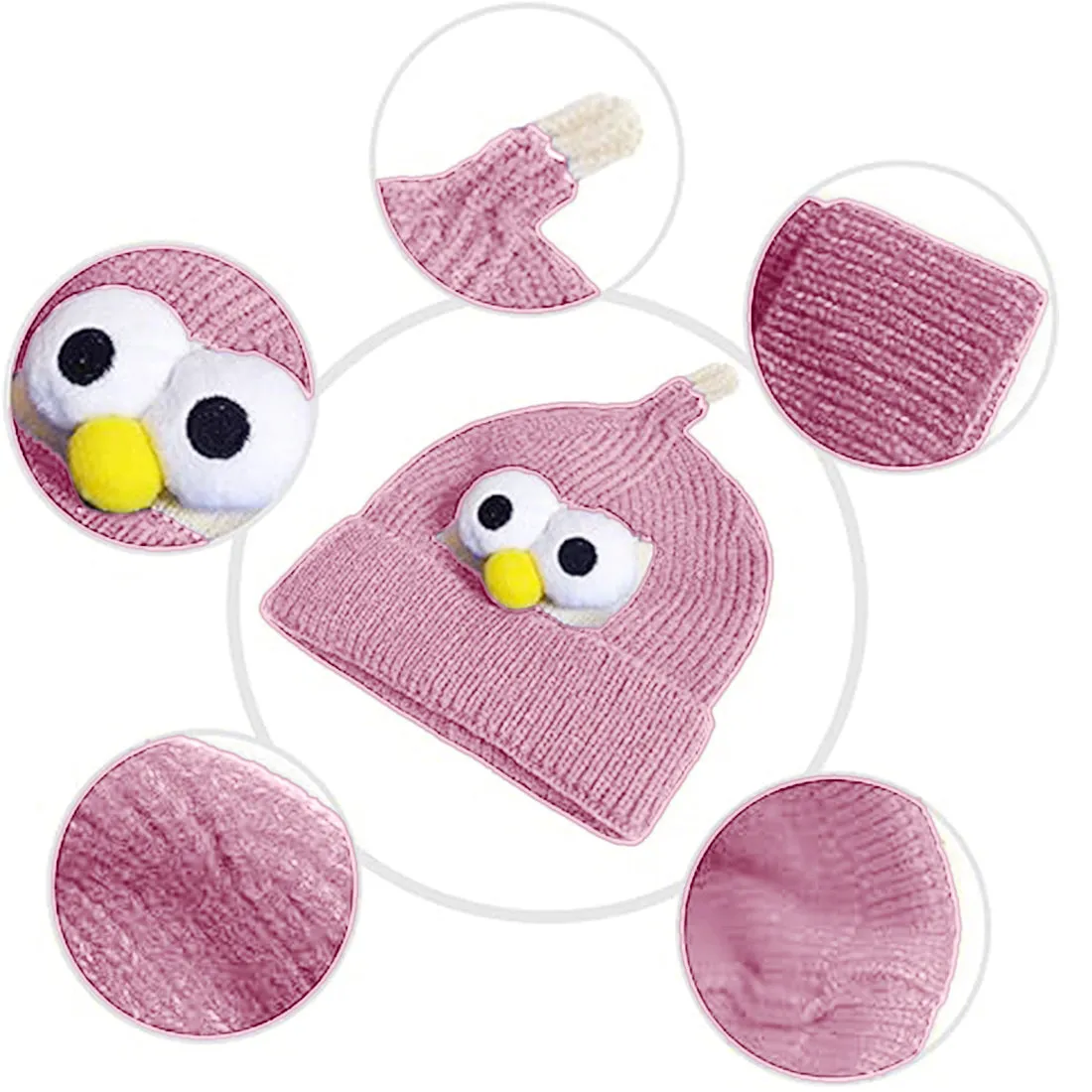 Babymoon Cartoon Angry Birds Woolen Winter Kids Cap Hat | Pink