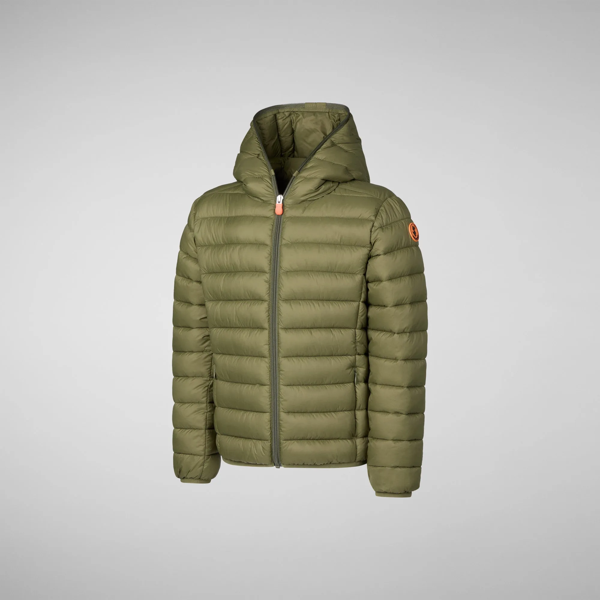 Boys' animal free puffer jacket Dony in dusty olive