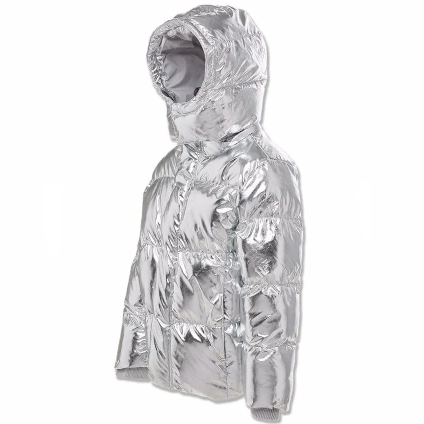 Boys Jordan Craig Metallic Hooded Bubble Jacket (Silver) 91542MB