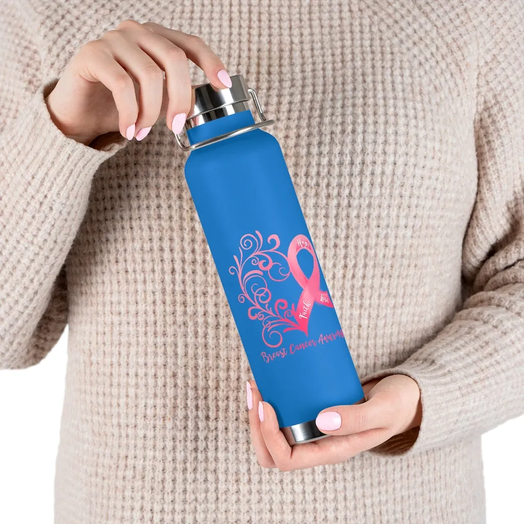 Breast Cancer Awareness Heart Copper Vacuum Insulated Bottle, 22oz - Several Colors Available