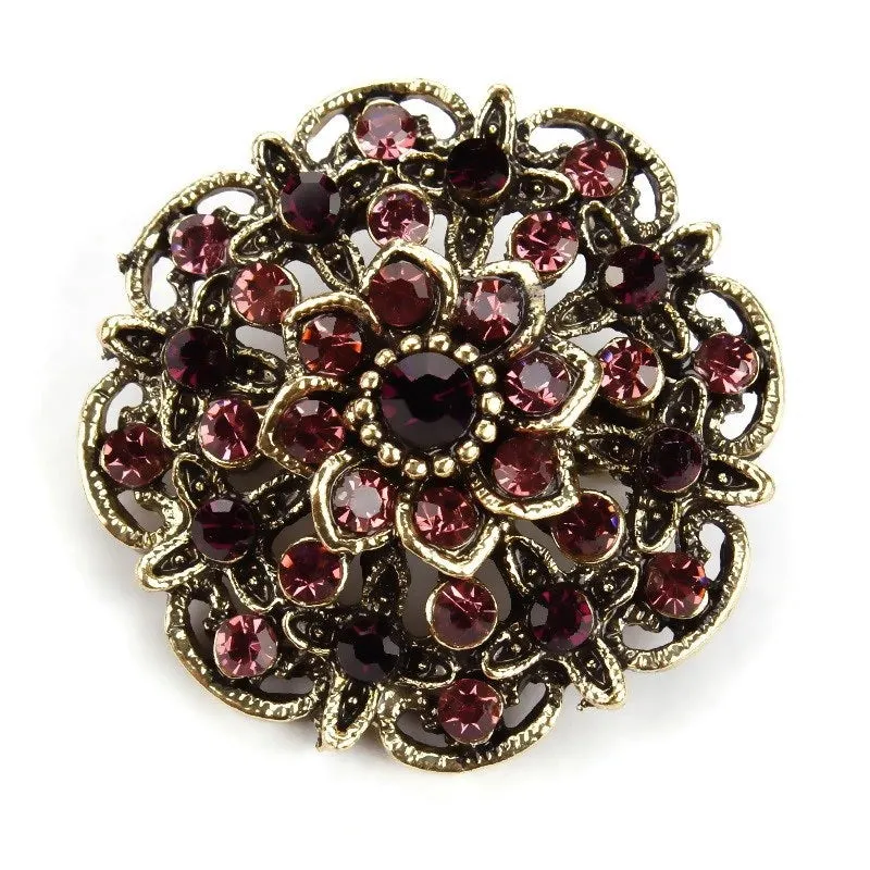 Brooch - Mauve Gold Blossom