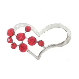 Brooch - Red & Silver Heart