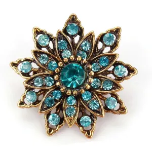 Brooch - Turquoise Gold Flower