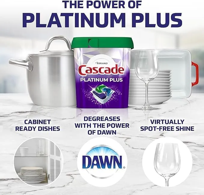 Cascade Platinum Plus Action Pacs Dishwasher Detergent Capsules, 81 Count