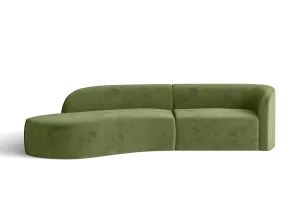 Caserta 3 Seater Left Hand Facing Chaise Lounge Corner Sofa Lime Velvet