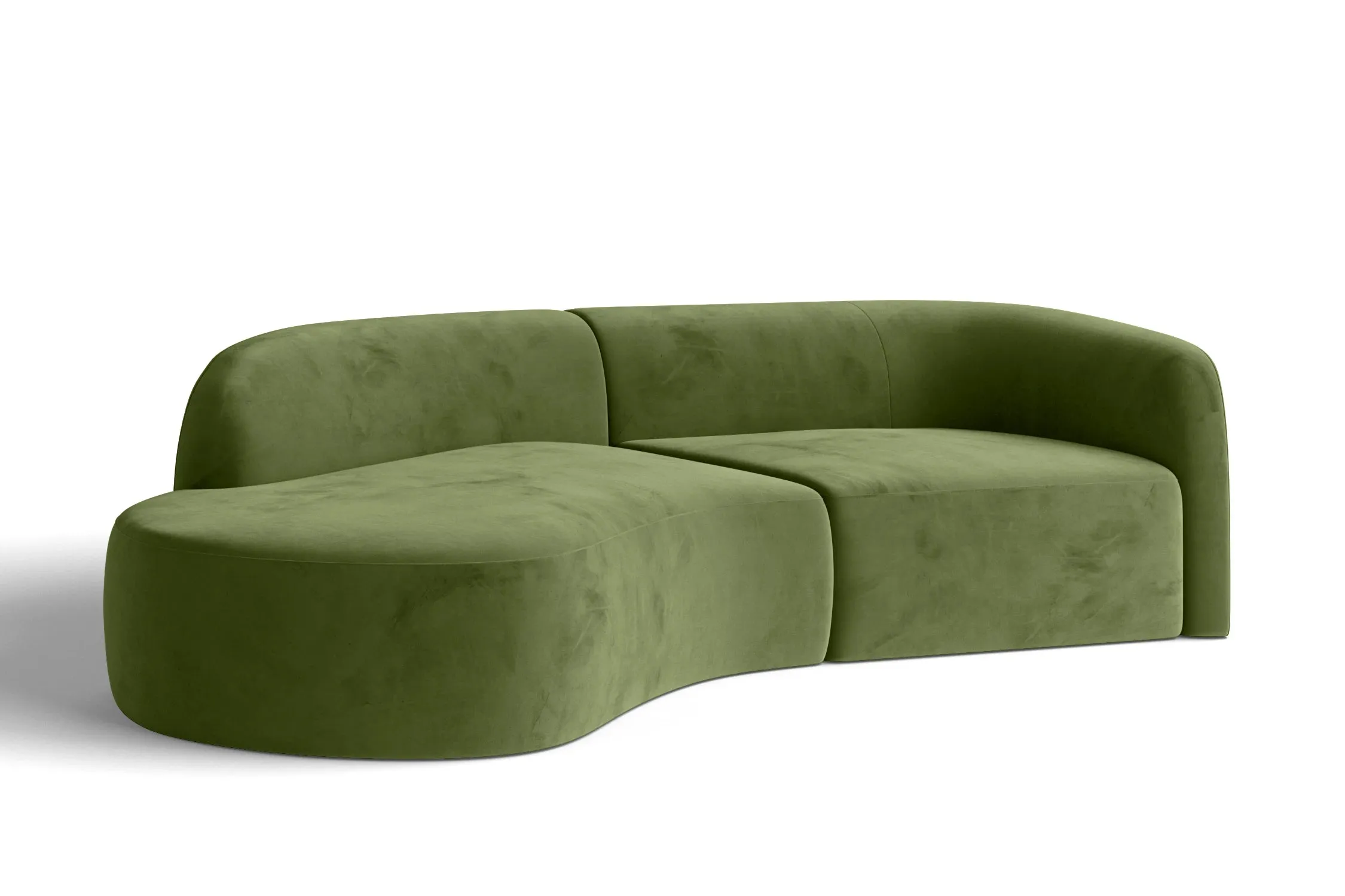 Caserta 3 Seater Left Hand Facing Chaise Lounge Corner Sofa Lime Velvet