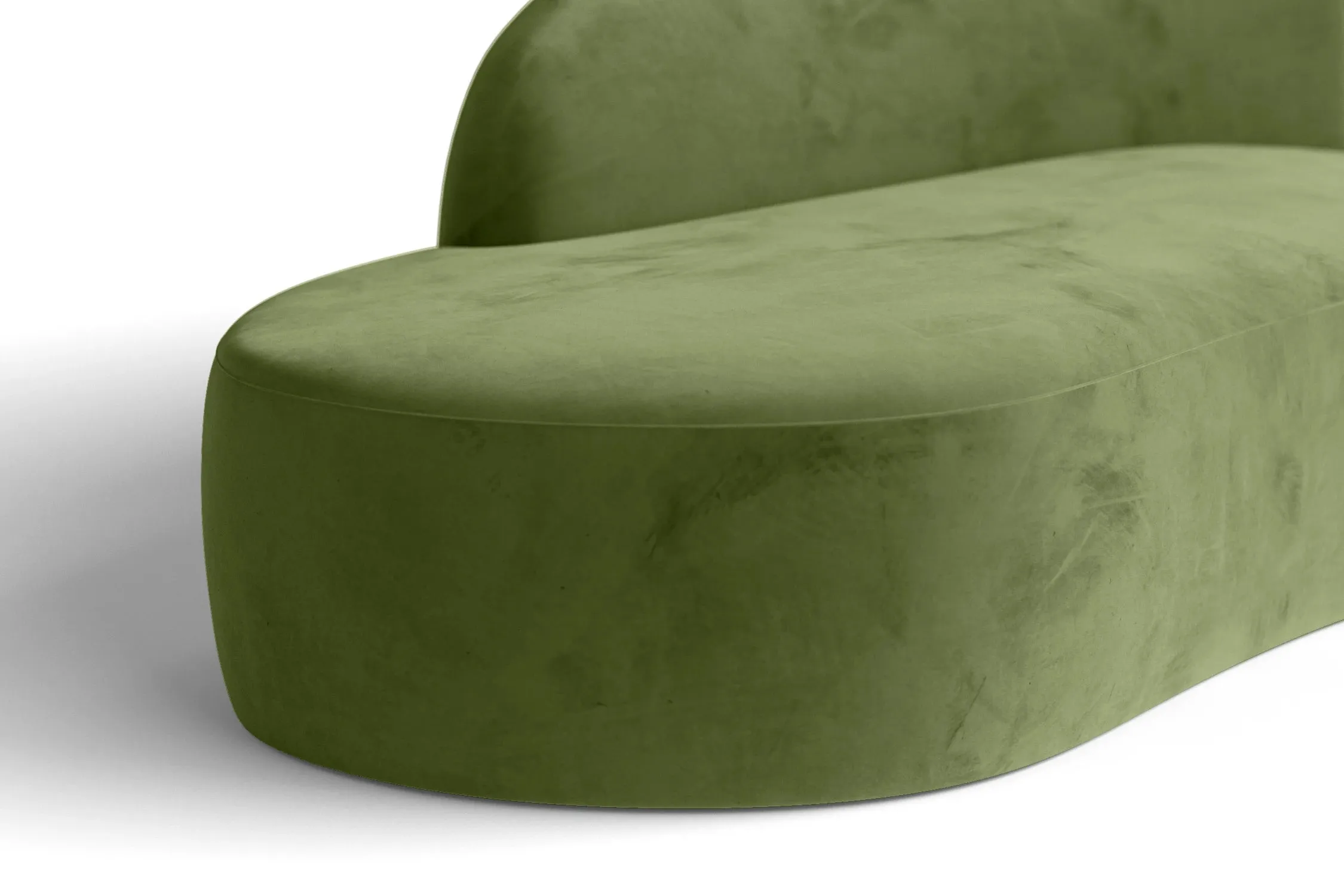 Caserta 3 Seater Left Hand Facing Chaise Lounge Corner Sofa Lime Velvet