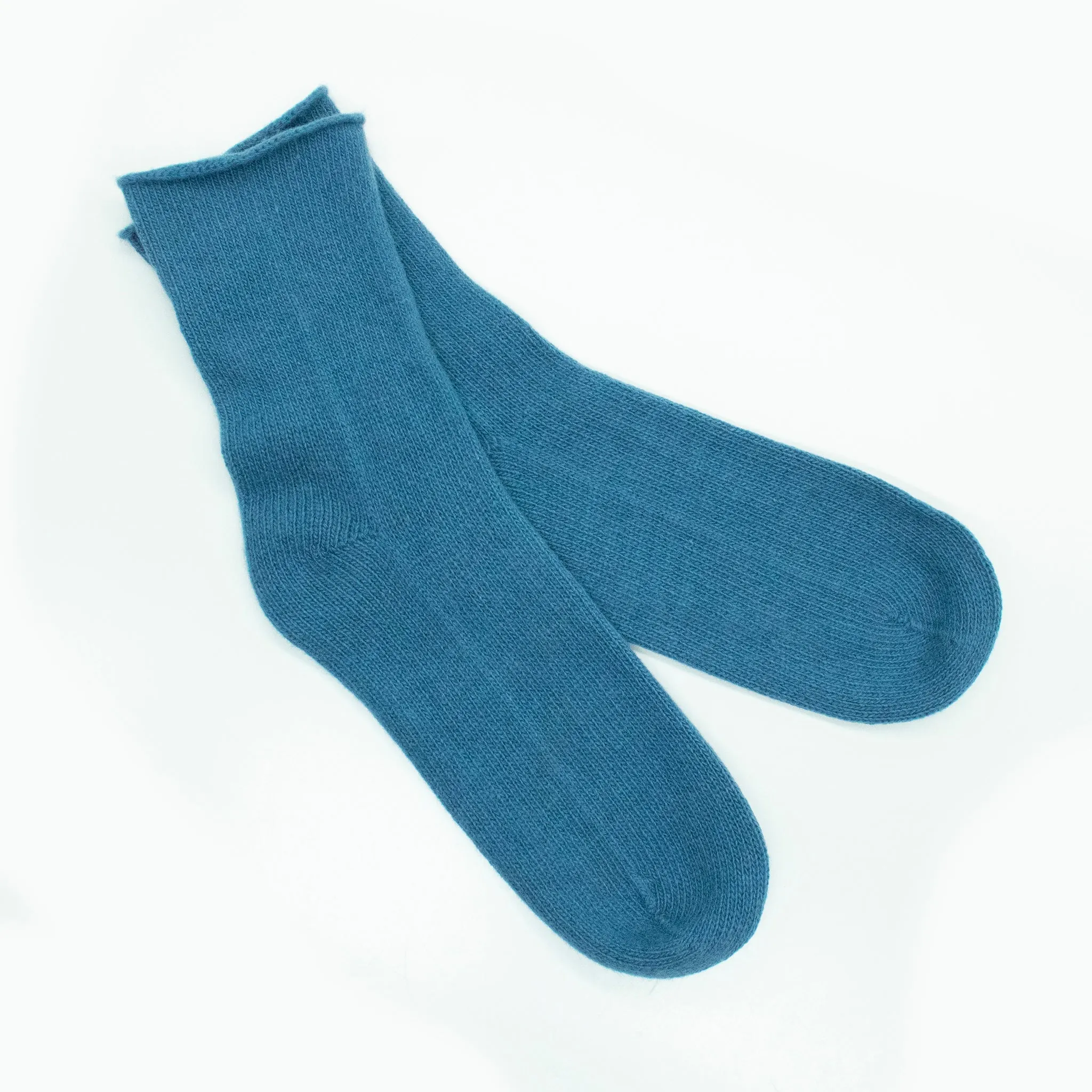 CASHMERE SOCKS WITH ROLLED UP EDGE