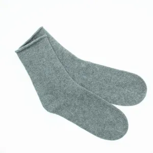 CASHMERE SOCKS WITH ROLLED UP EDGE