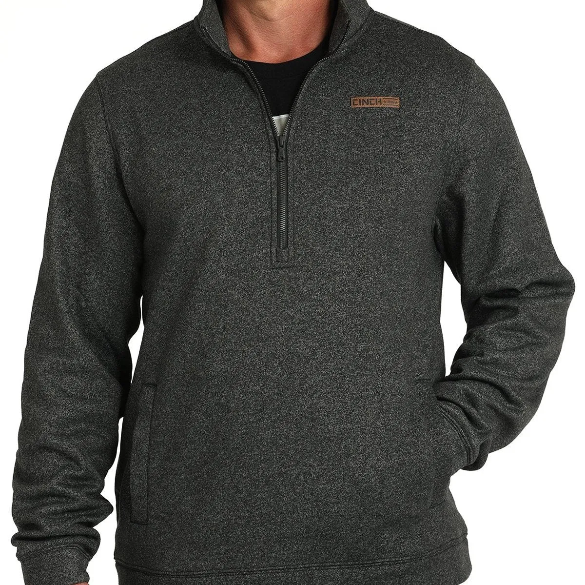 Cinch Men's Logo Half Zip Pullover in Black