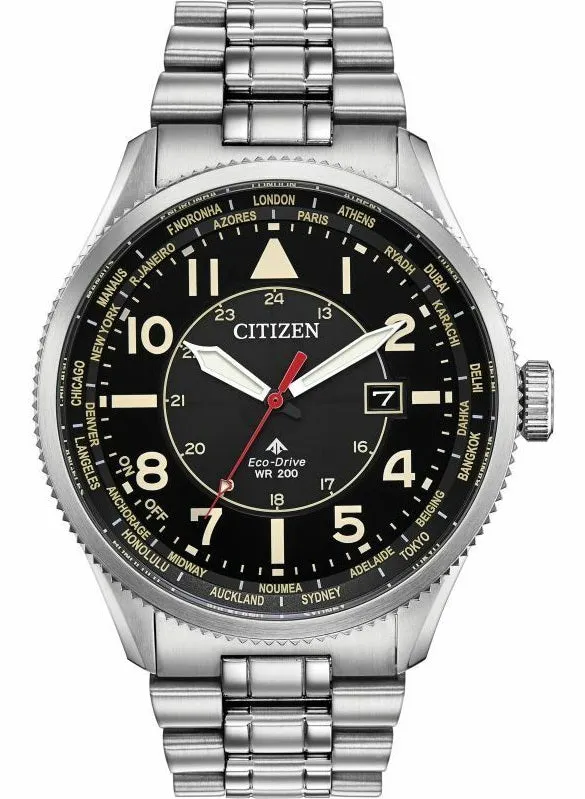 Citizen Promaster Eco-Drive Nighthawk World Time 200m Men's Watch BX1010-53E