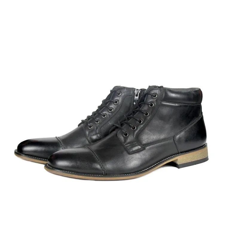 Classic Men's Cap Toe Leather Boots