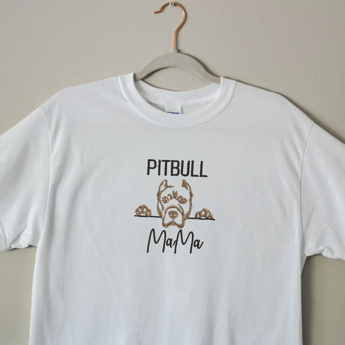 Custom Pitbull Dog Mama Embroidered Collar Shirt, Personalized Shirt with Dog Name, Best Gifts for Pitbull Lovers