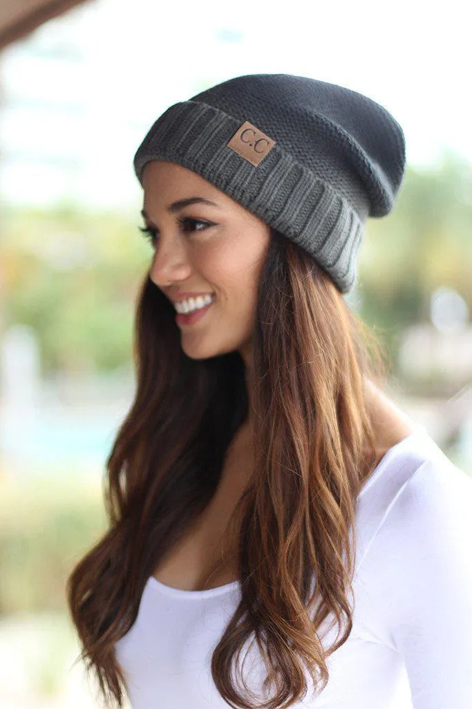 Dark Gray Ombre Knit Beanie