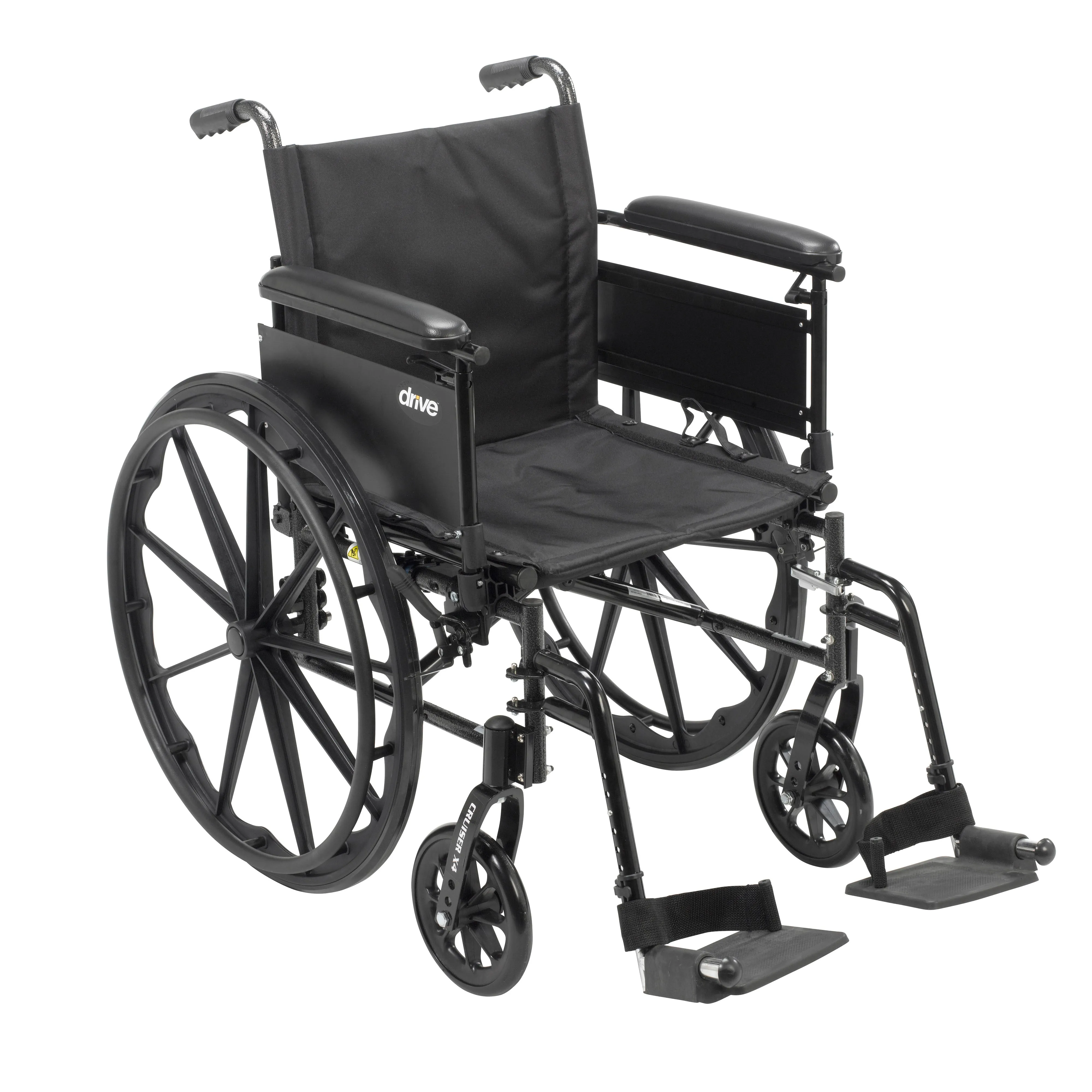 Drive Medical cx418adfa-sf Cruiser X4 Lightweight Dual Axle Wheelchair with Adjustable Detachable Arms, Full Arms, Swing Away Footrests, 18" Seat