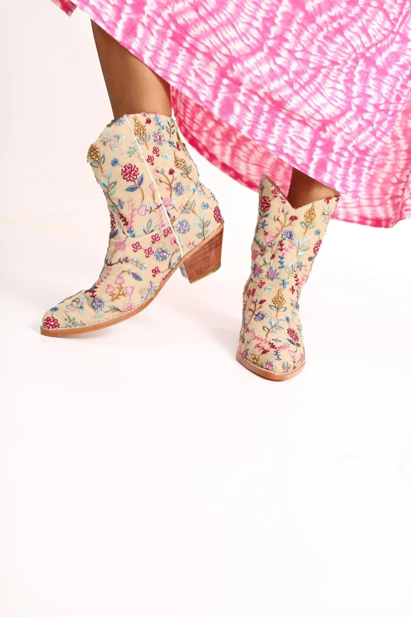 EMBROIDERED SILK BOOTS SUSAN