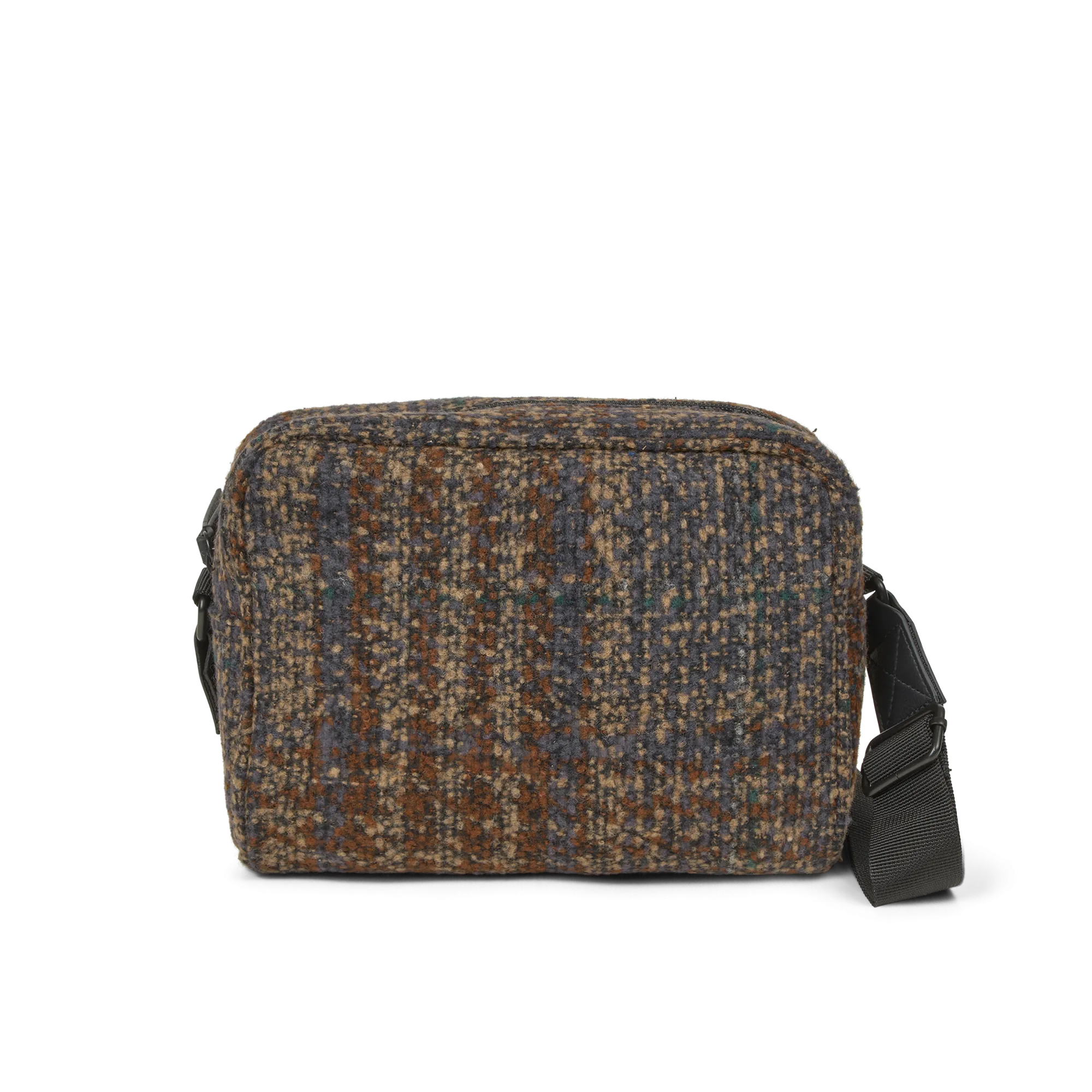 Extra-Large Woolen Check Boxy Crossbody Bag