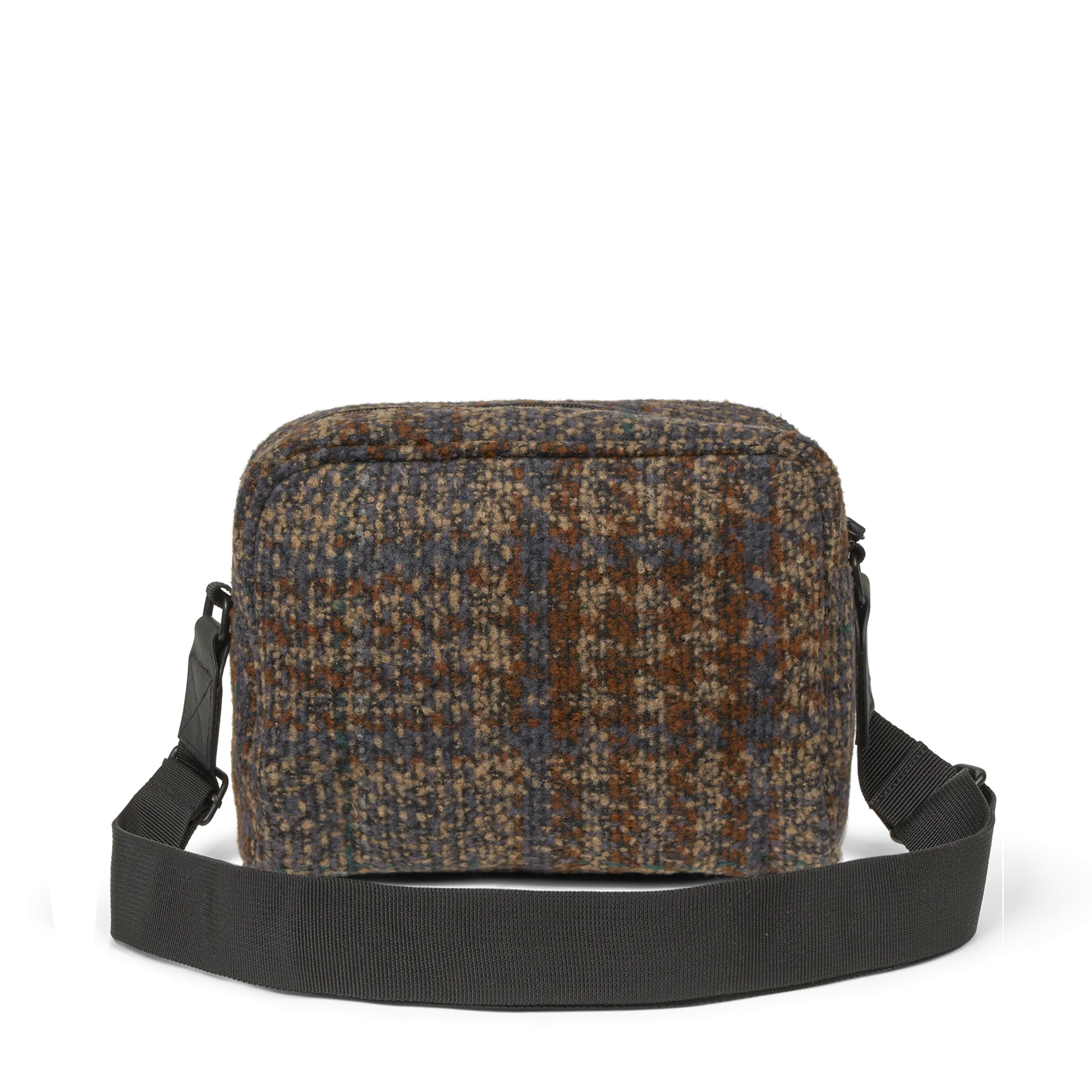 Extra-Large Woolen Check Boxy Crossbody Bag