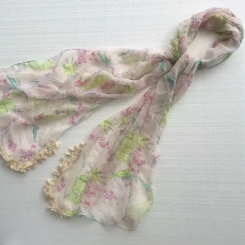 Floral Scarf - Cream Flora