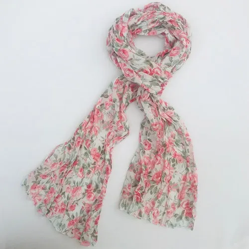 Floral Scarf - Pink & green