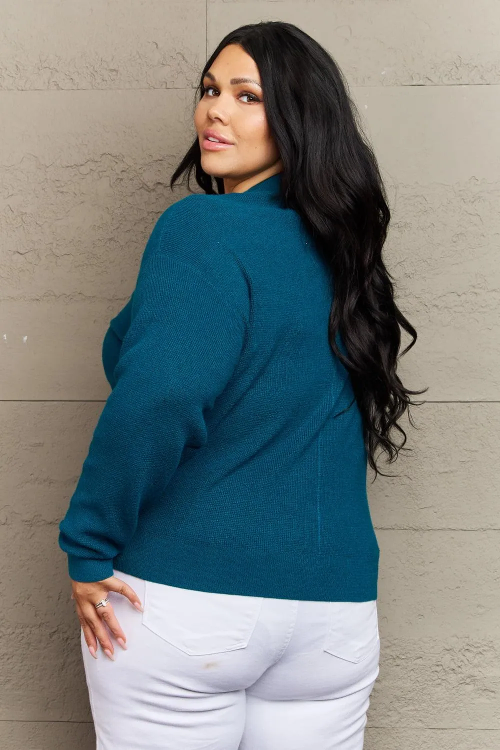 Full Size Button Down Cardigan in Teal