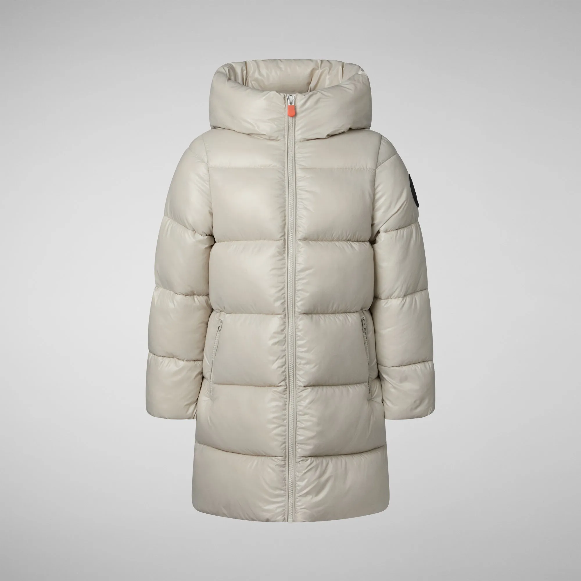 Girls' animal free puffer jacket Millie in rainy beige