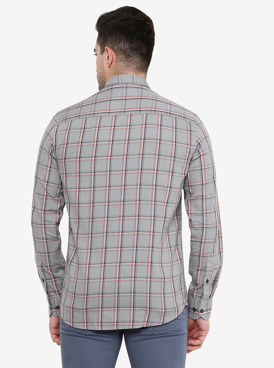 Grey Checked Smart Fit Casual Shirt | Greenfibre