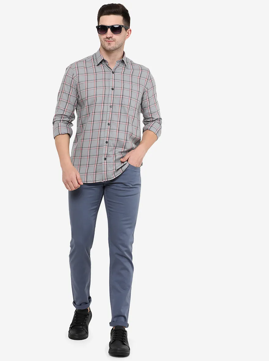 Grey Checked Smart Fit Casual Shirt | Greenfibre