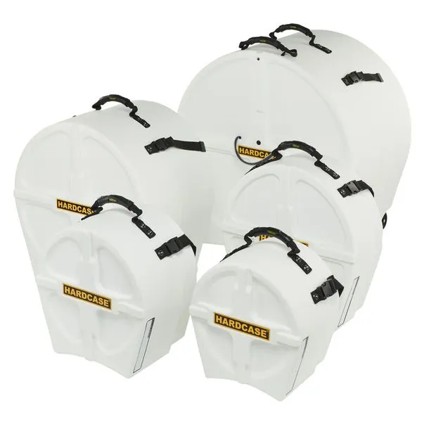 Hardcase HPROCKFUS3W 5 Piece Rock/Fusion3 Drum Case Set (White)