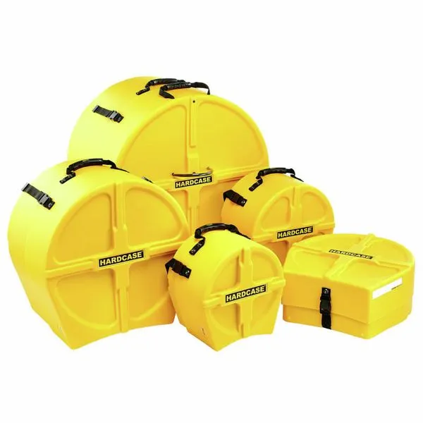 Hardcase HPROCKFUSY 5 Piece Rock/Fusion Drum Case Set (Yellow)