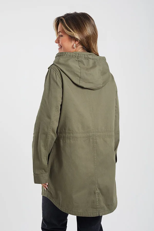 HOODED COTTON TWILL PARKA