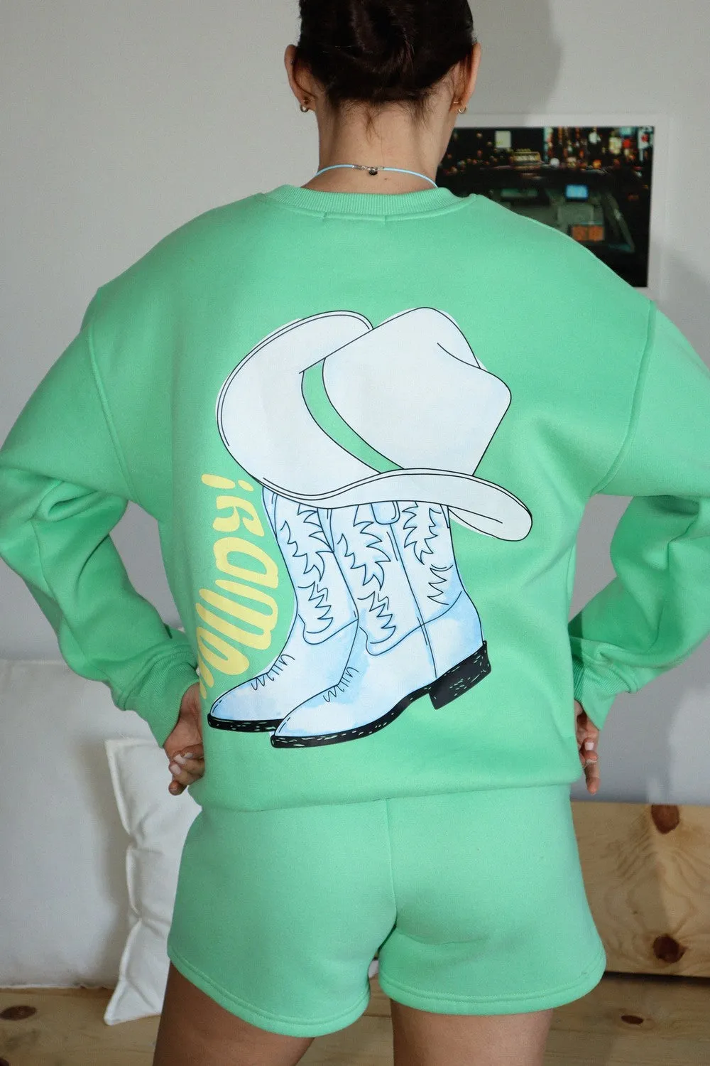 Howdy Crewneck Sweatshirt Pistachio