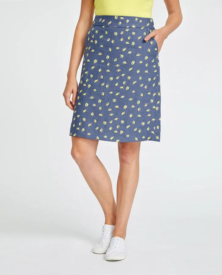 Lemon Drop Linen A- Line Skirt