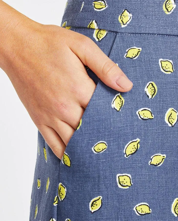 Lemon Drop Linen A- Line Skirt