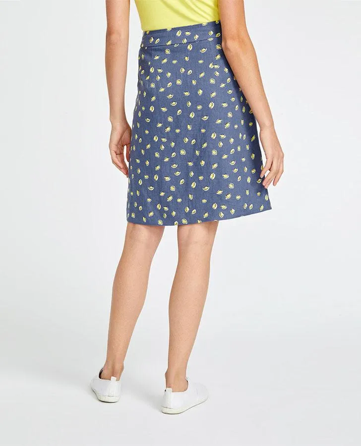 Lemon Drop Linen A- Line Skirt