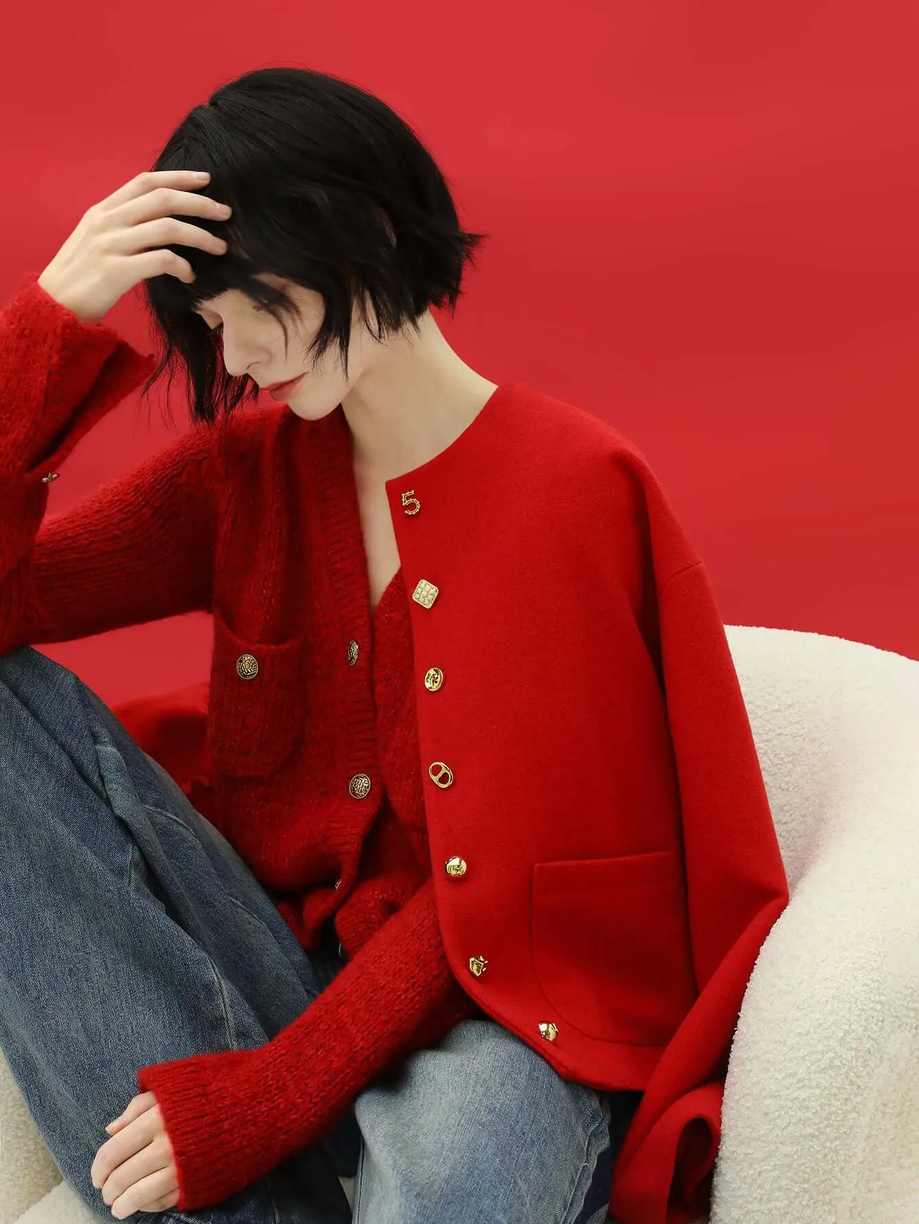 Luxurious Red Woolen Jacket