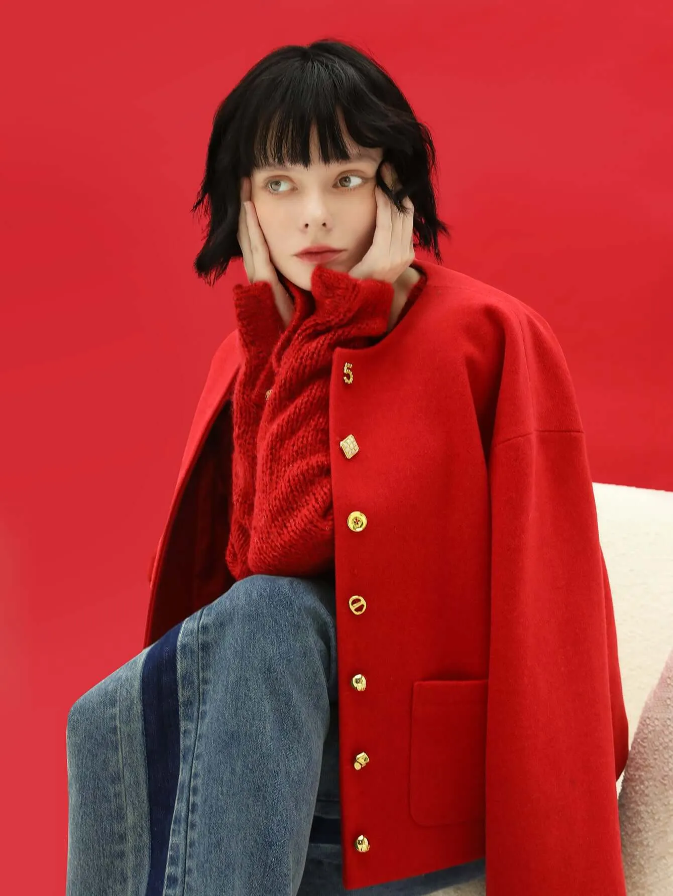 Luxurious Red Woolen Jacket