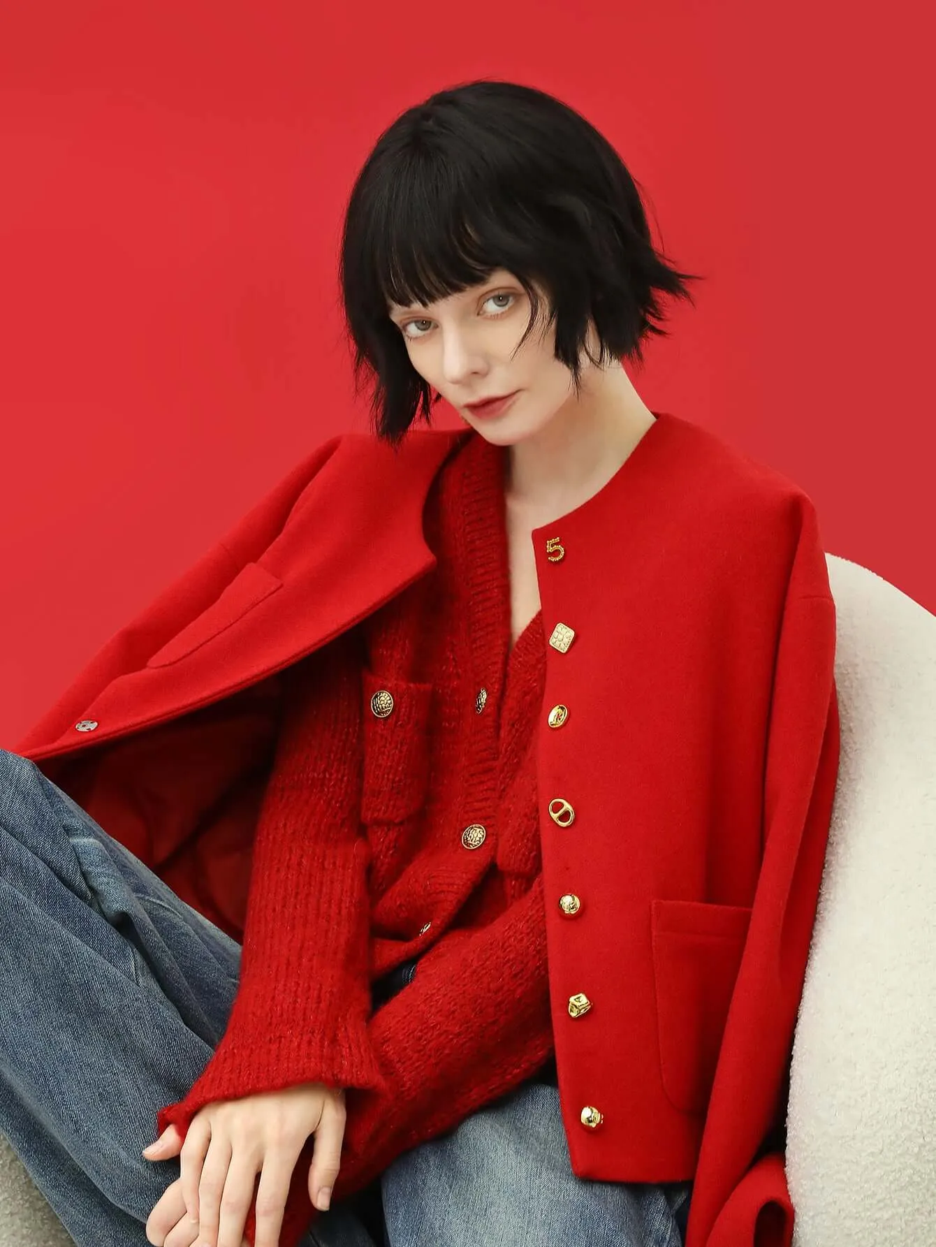 Luxurious Red Woolen Jacket