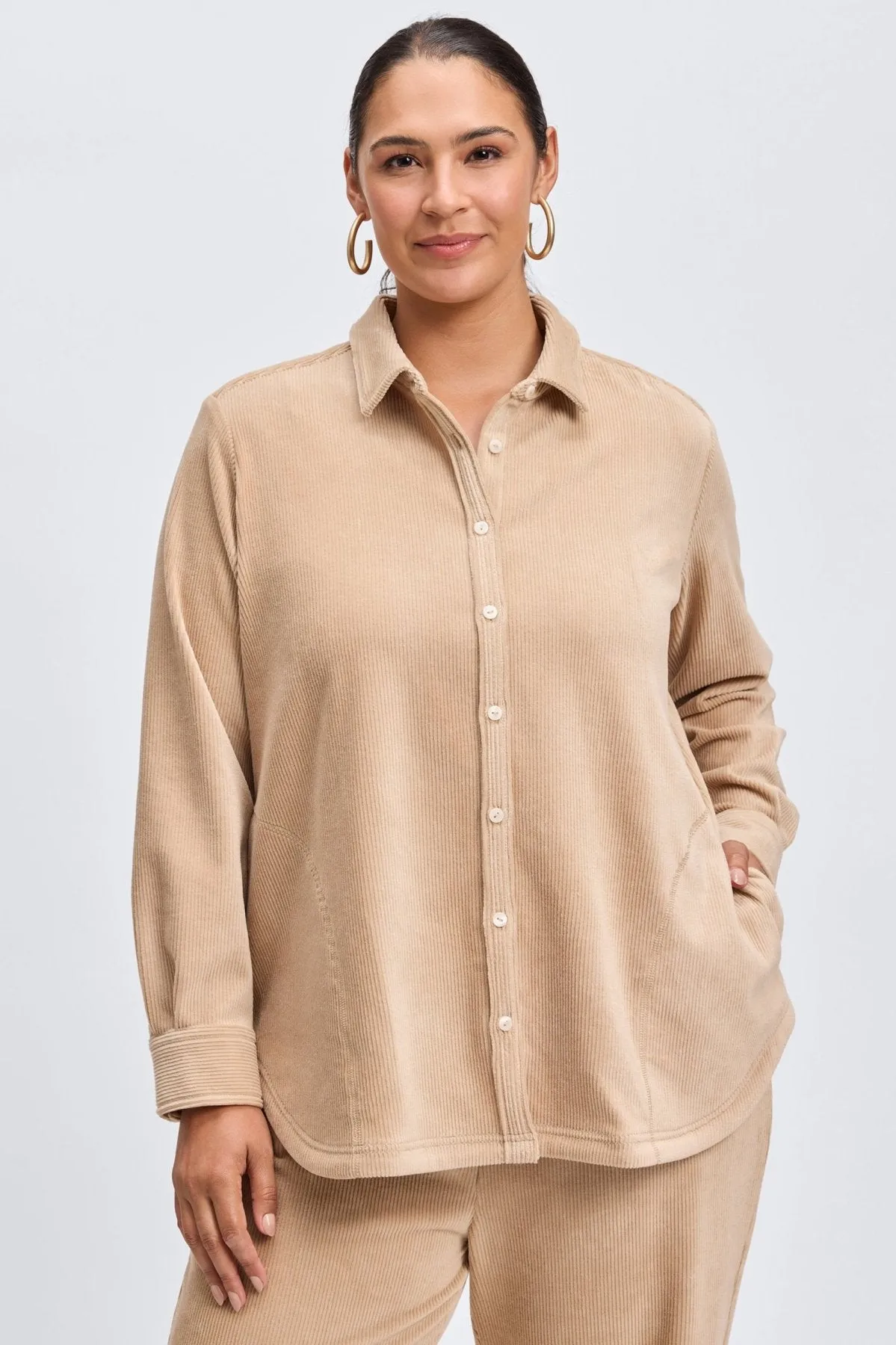 Maddy Plus Long Sleeve Plush Cord Shirt