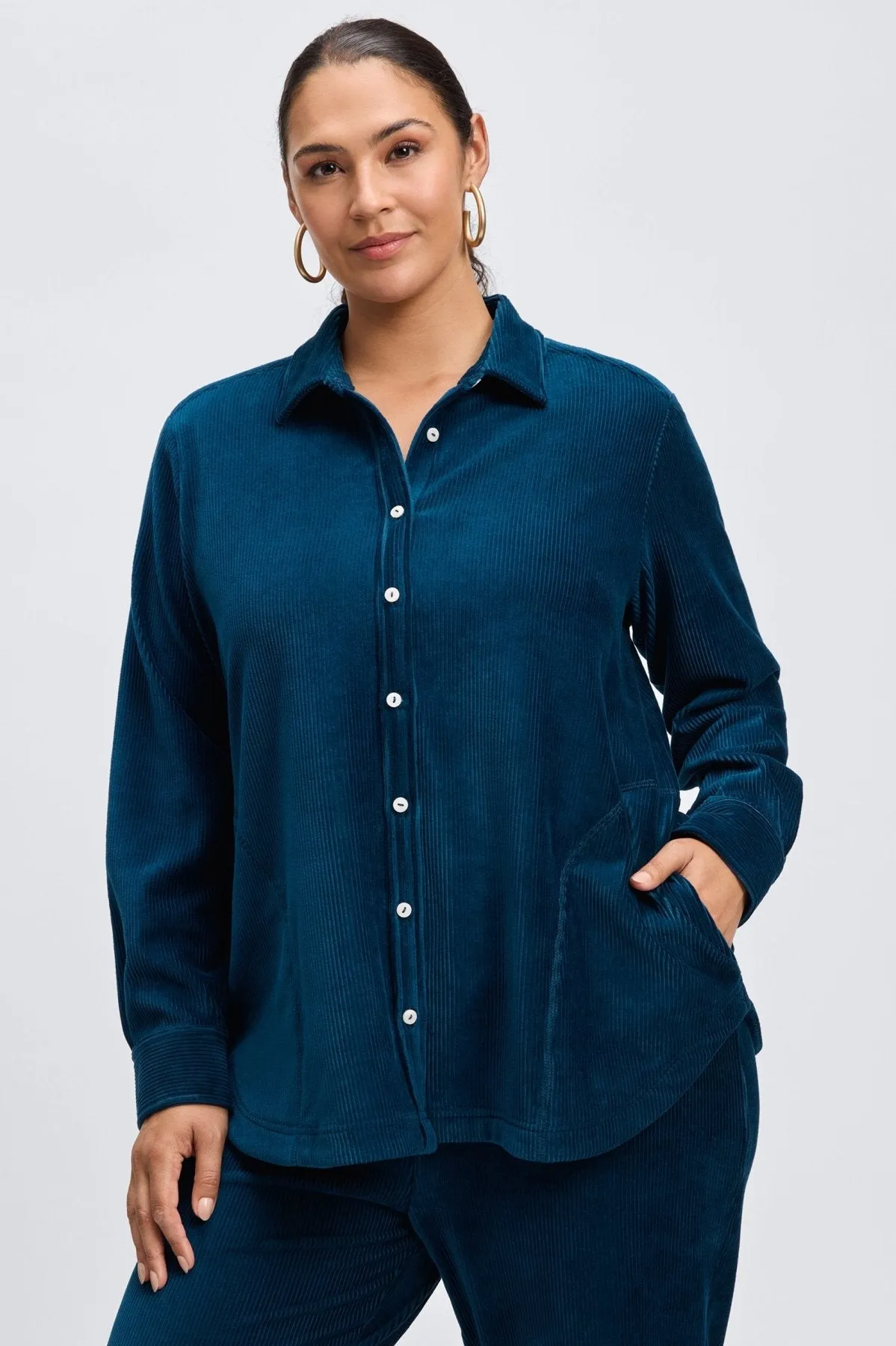 Maddy Plus Long Sleeve Plush Cord Shirt