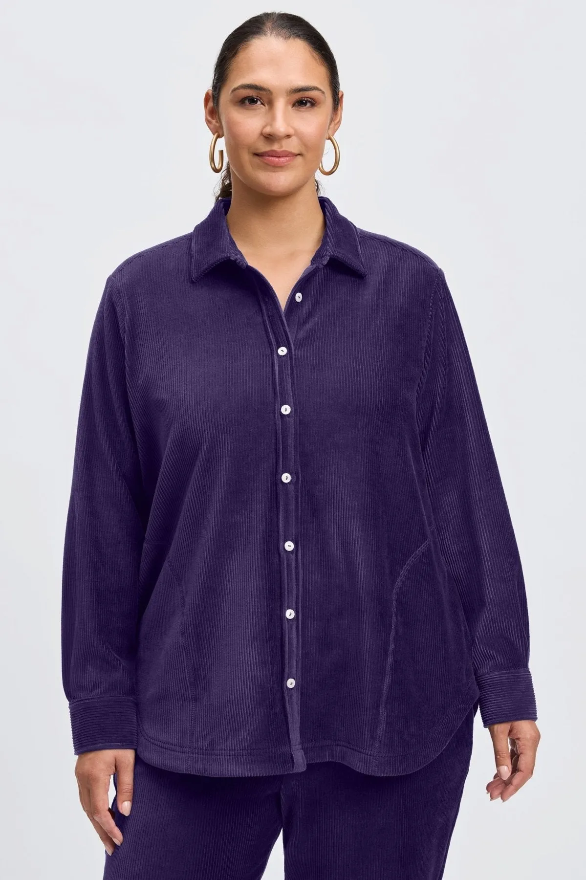 Maddy Plus Long Sleeve Plush Cord Shirt